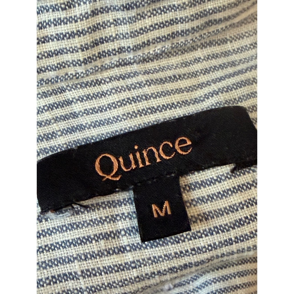 Quince 100% European Linen Pinstripe Button Front Shirt Blue White Womens M $80 - Picture 8 of 10
